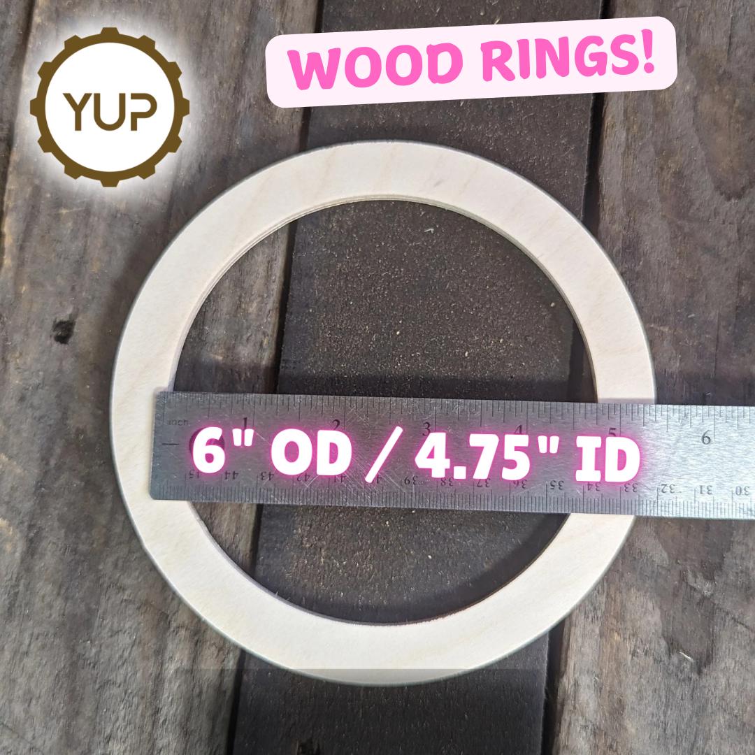 6" Wood Donut with 4.75" (4 3/4") hole, BALTIC BIRCH - Wooden Circles, Blank Circles, Unfinished, Round Circles, Circular Wood, Ring Shape
