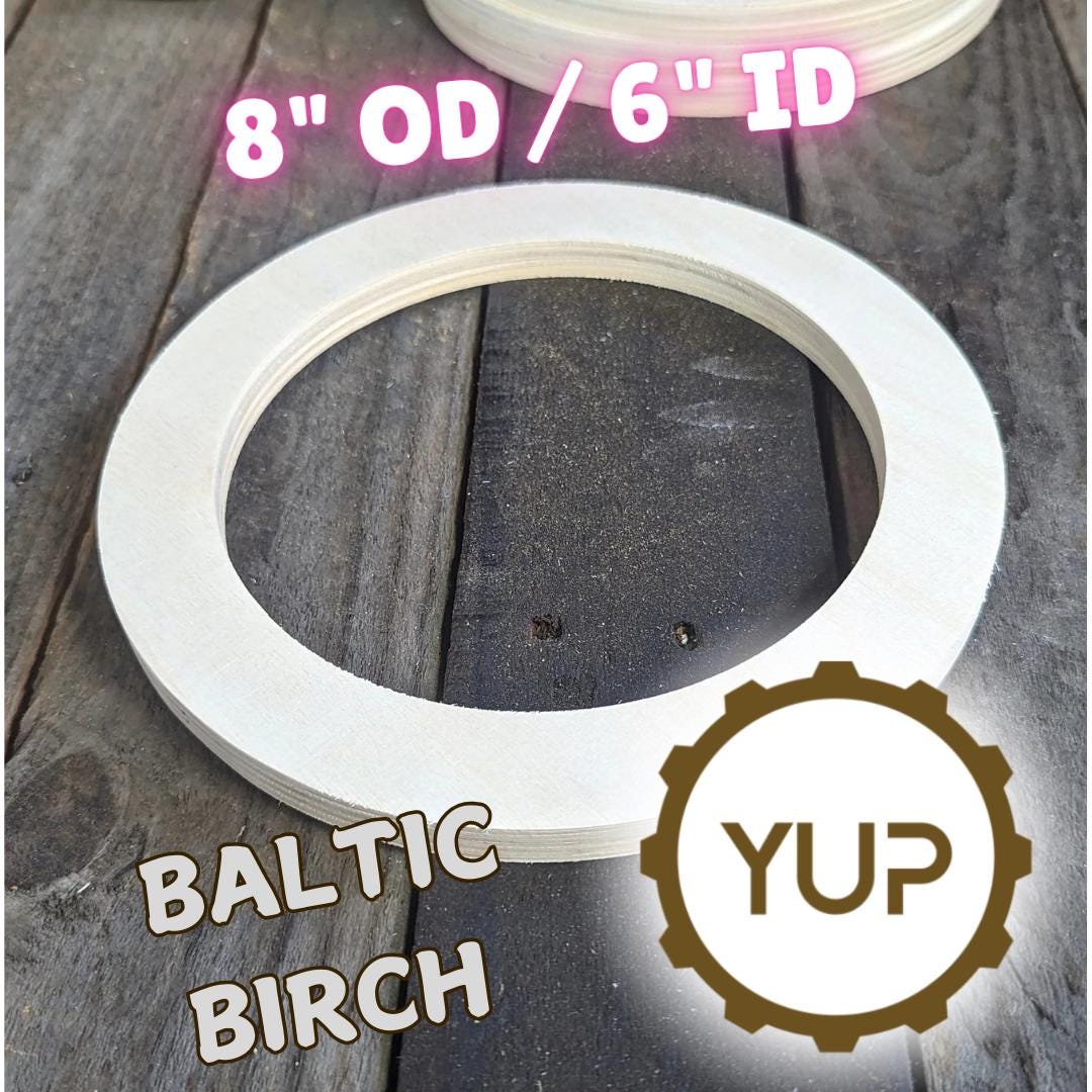 8" Baltic Birch Wood Donut Ring, 6" Center Hole, Unfinished Craft Circle