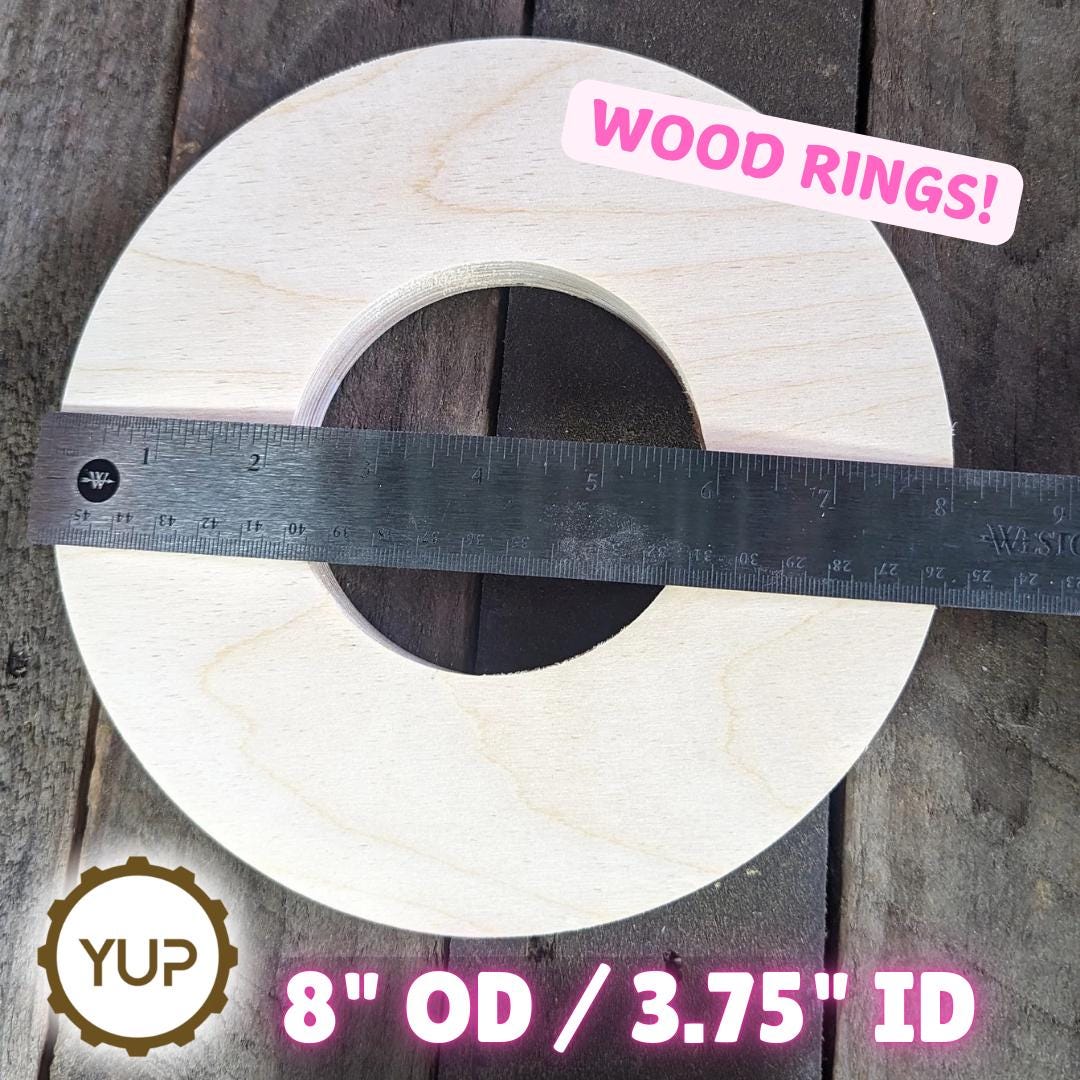 8" Baltic Birch Wood Donut Ring, 3.75" Center Hole, Unfinished Wooden Circle