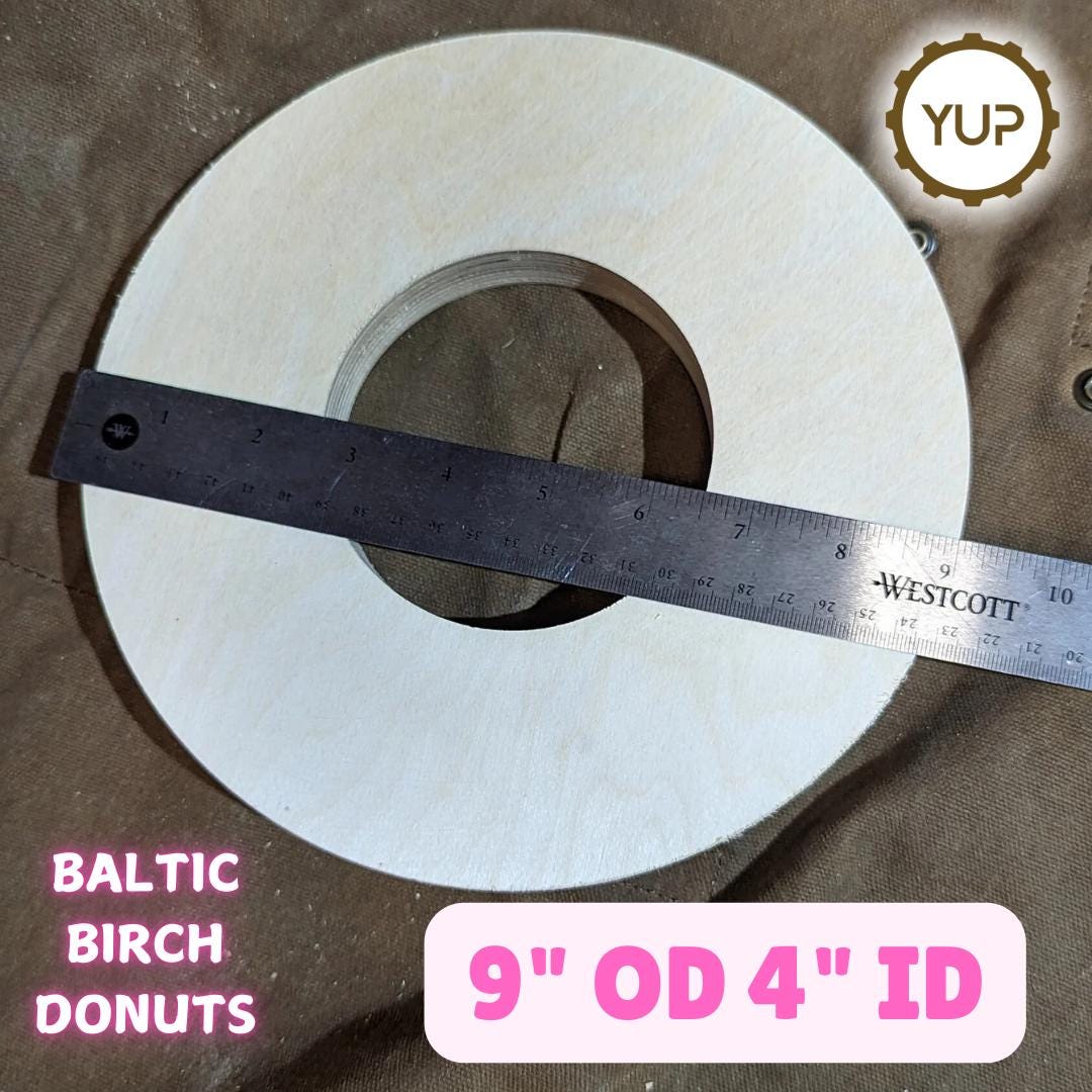 9" Baltic Birch Donut Ring, 4" Center Hole, DIY Crafting Supplies