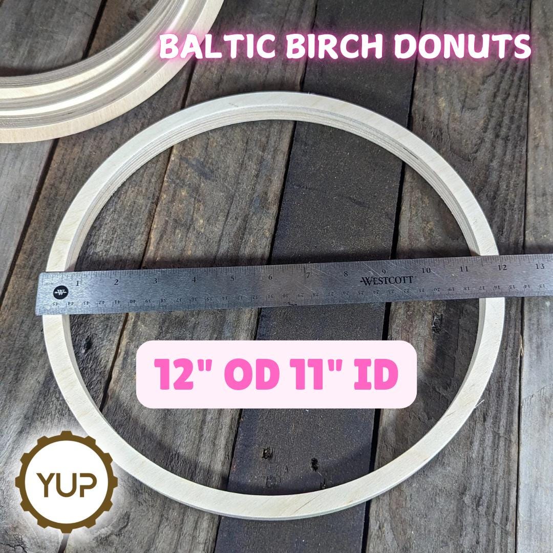 12" Baltic Birch Wood Circle Ring, 11" Center Hole, Unfinished Craft Supply