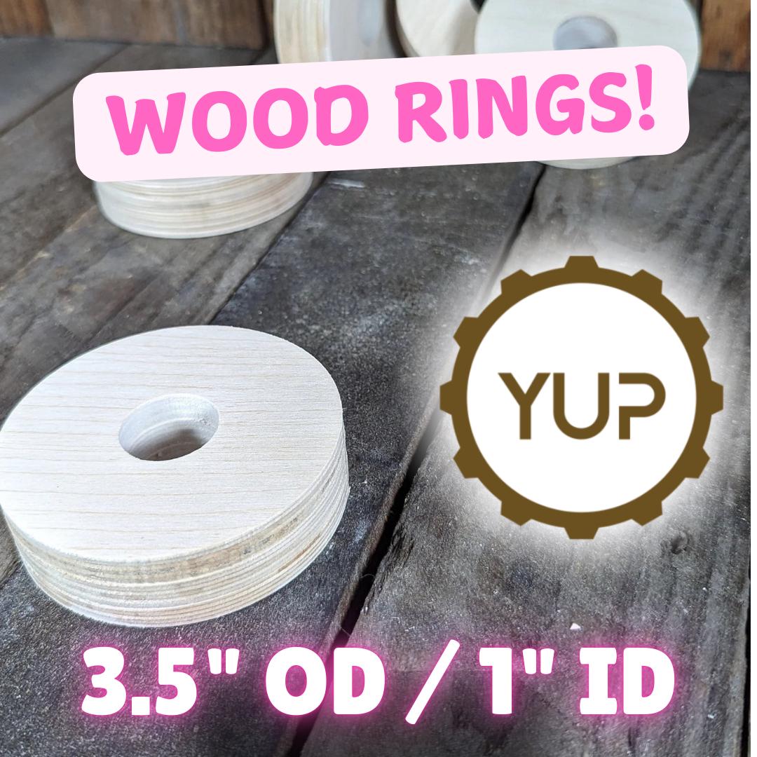 5 Pack - 3.5" Baltic Birch Wood Donut, 1" Center Hole