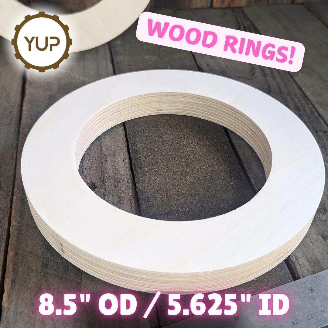 8.5" Baltic Birch Donut Ring, 5.625" (5 5/8") Center Hole, Craft Wood Circle