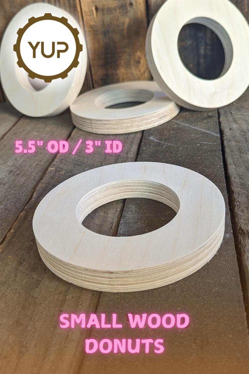 5.5" Baltic Birch Wood Donut, 3" Center Hole, DIY Craft Supply