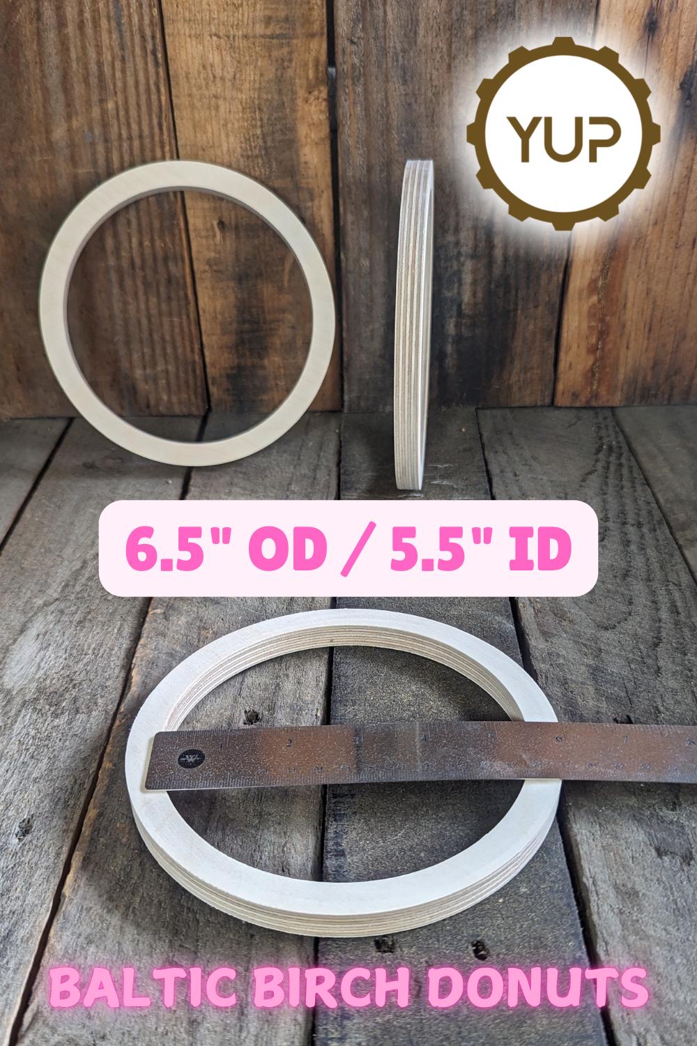 6.5" Baltic Birch Wood Donut, 5.5" Center Hole, DIY Crafting Supplies