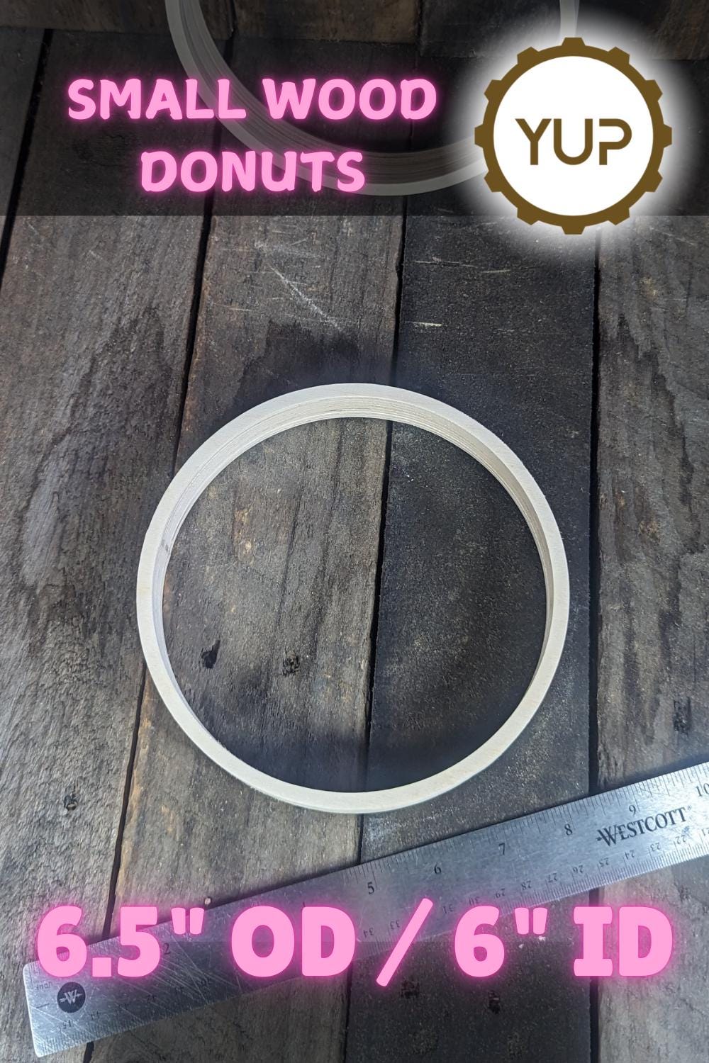 6.5" Baltic Birch Wood Donut, 6" Center Hole, DIY Crafting Supplies