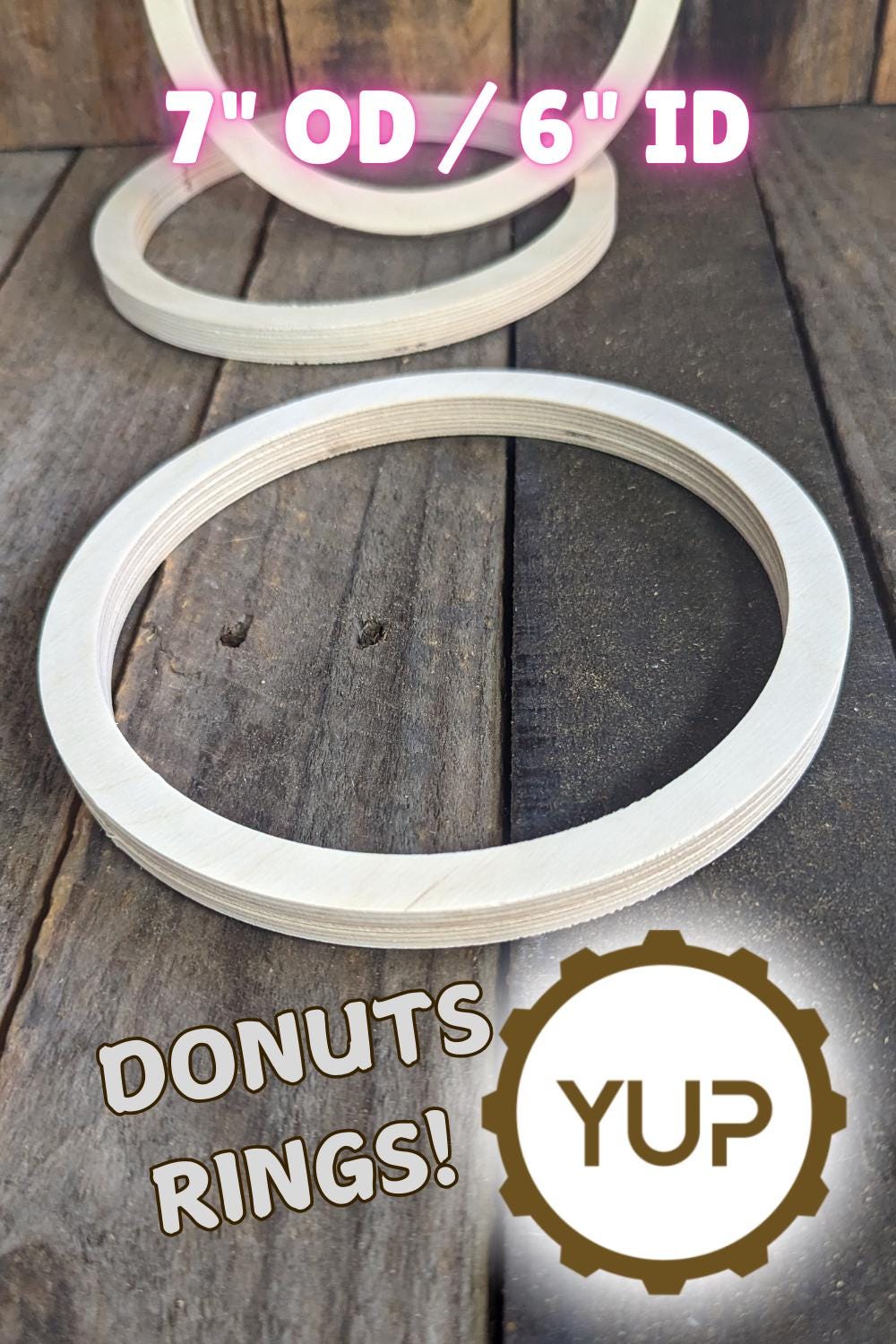 7" Baltic Birch Wood Donut, 6" Center Hole, Unfinished Wood Circles