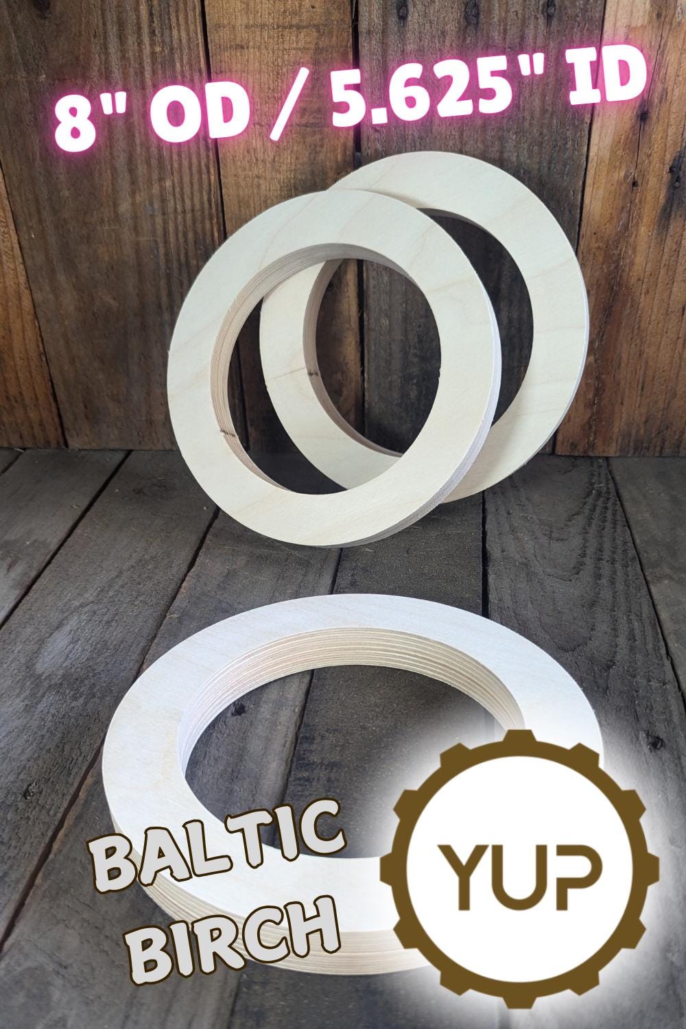 8" Baltic Birch Wood Donut Ring, 5.625" Center Hole, Craft Supplies