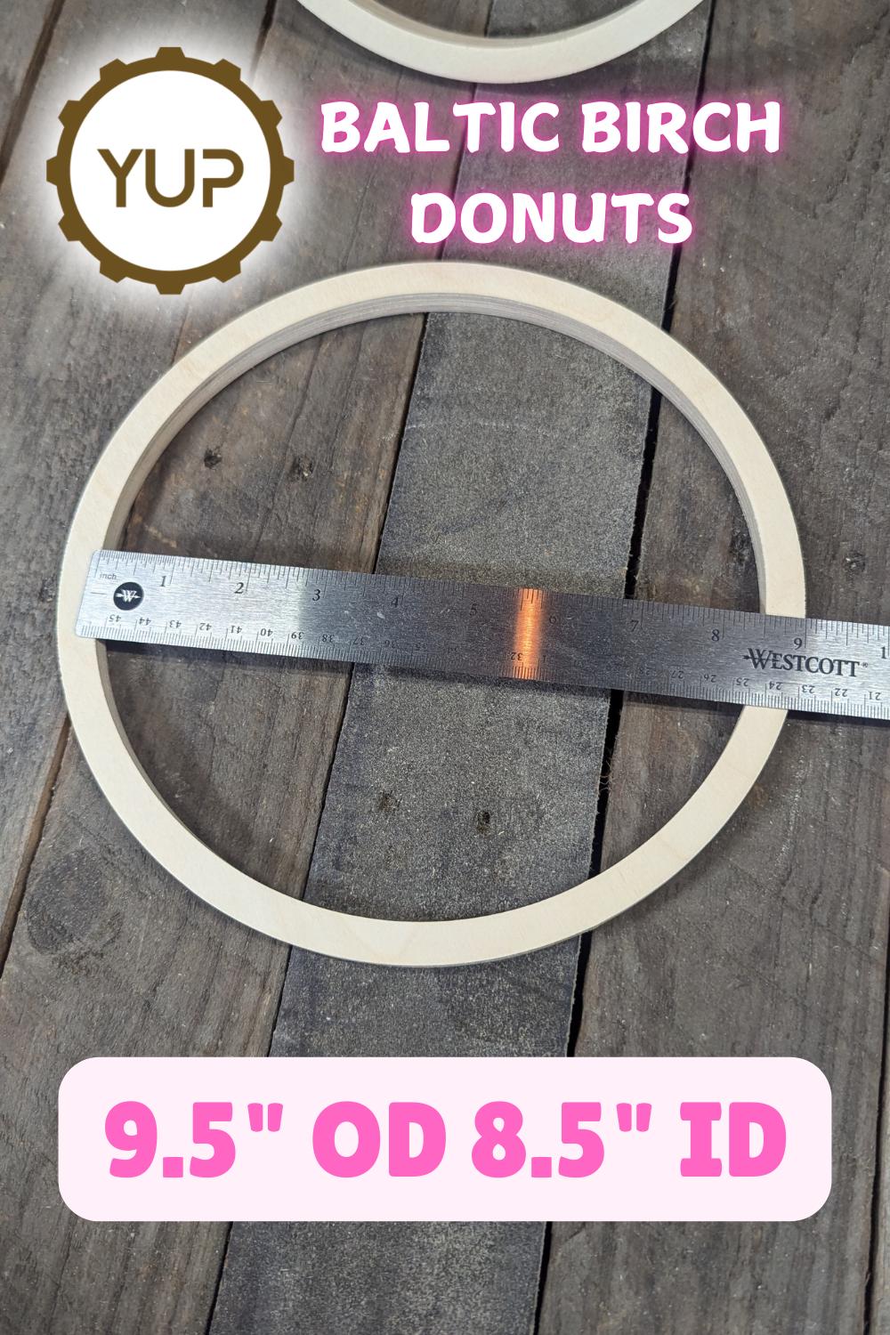 9.5" Baltic Birch Wood Donut Ring, 8.5" Center Hole, Unfinished Wooden Circles