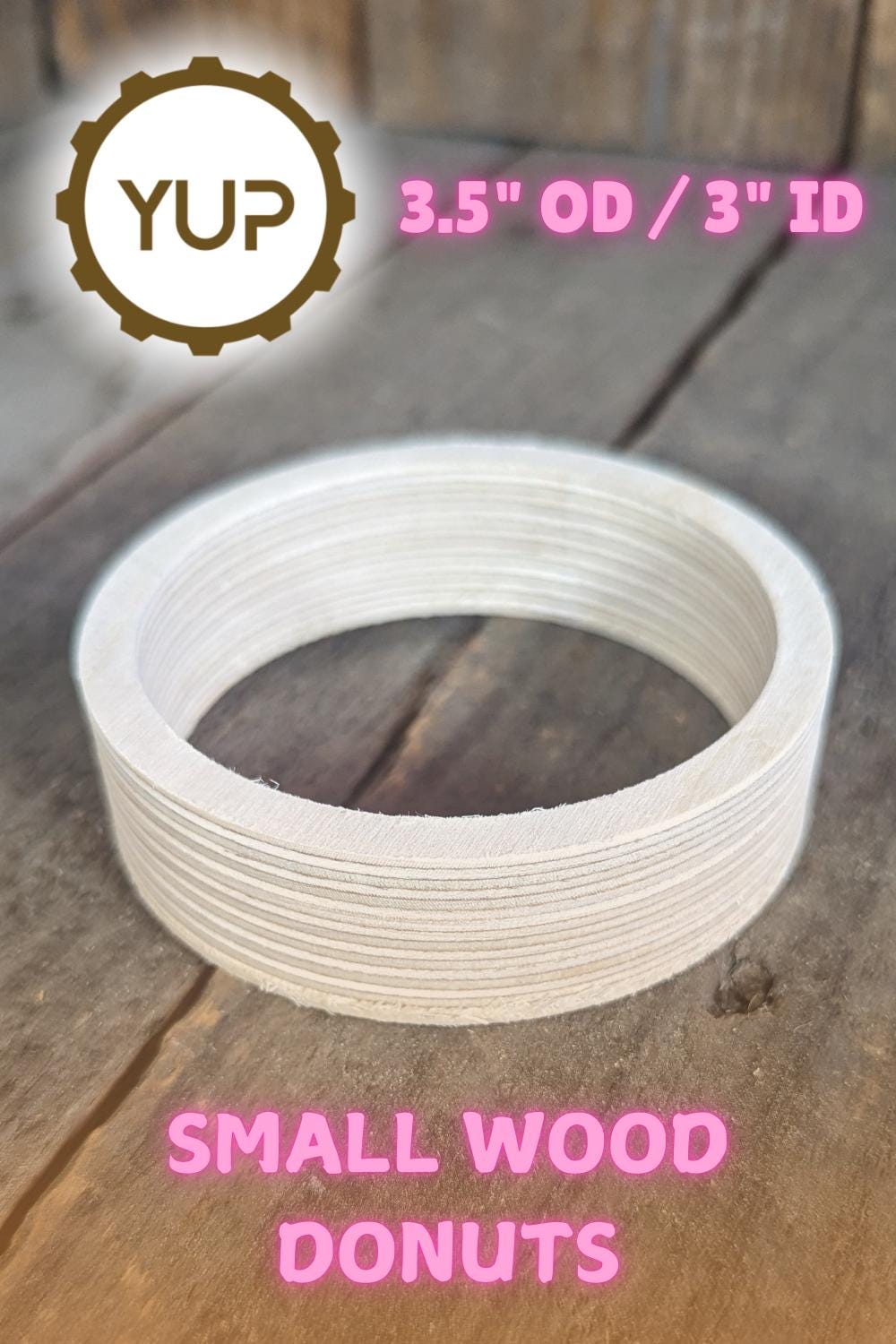 3.5" (3 1/2") Wood Donut, 3" center hole - BALTIC BIRCH - Wooden Circles, Unfinished Wooden Ring, Circular Wood, Ring, craft