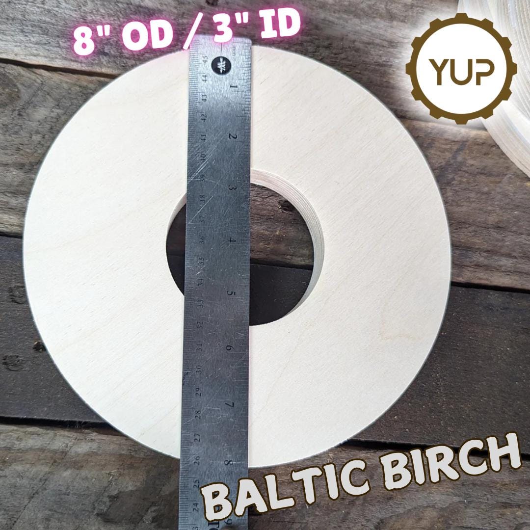 8" Baltic Birch Wood Donut Ring, 3" Center Hole, DIY Craft Supply