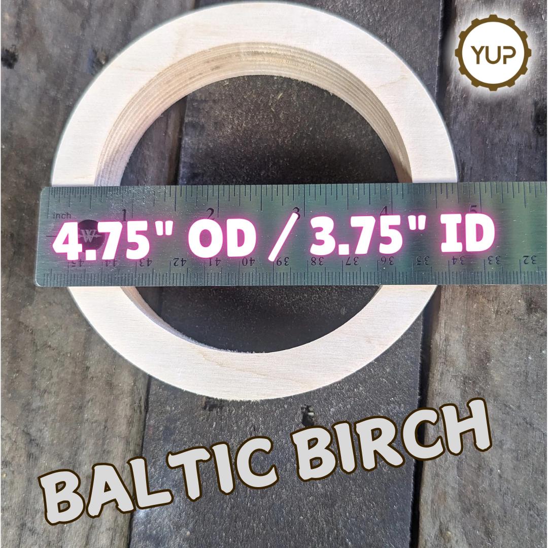 4.75" Baltic Birch Wood Donut, 3.75" Center Hole, Unfinished Craft Ring