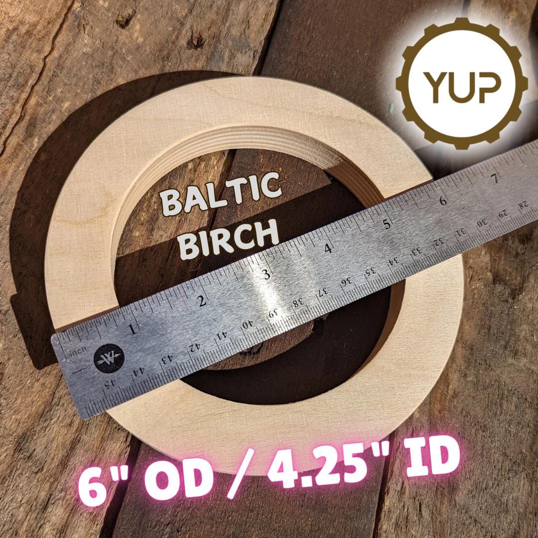 6" Wood Donut with 4.25" (4 1/4") hole, BALTIC BIRCH - Wooden Circles, Unfinished, Round Circular Wood, Ring Shape, DIY Crafting Supplies