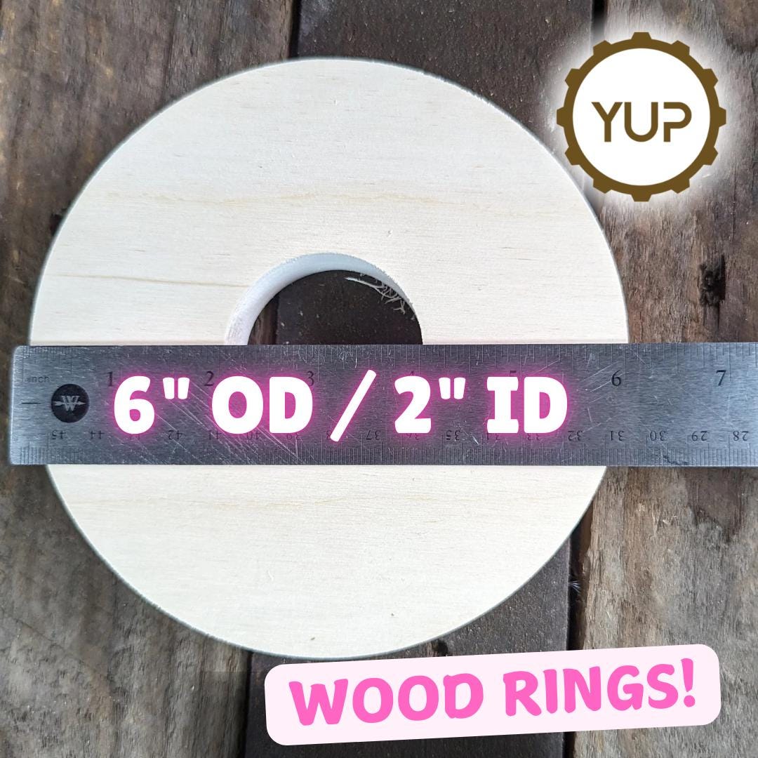 6" Baltic Birch Wood Donut, 2" Center Hole, Unfinished Wooden Circles
