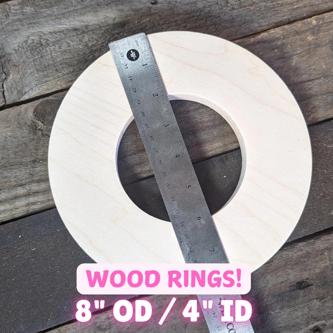 8" Baltic Birch Wood Donut Ring, 4" Center Hole, DIY Craft Supply