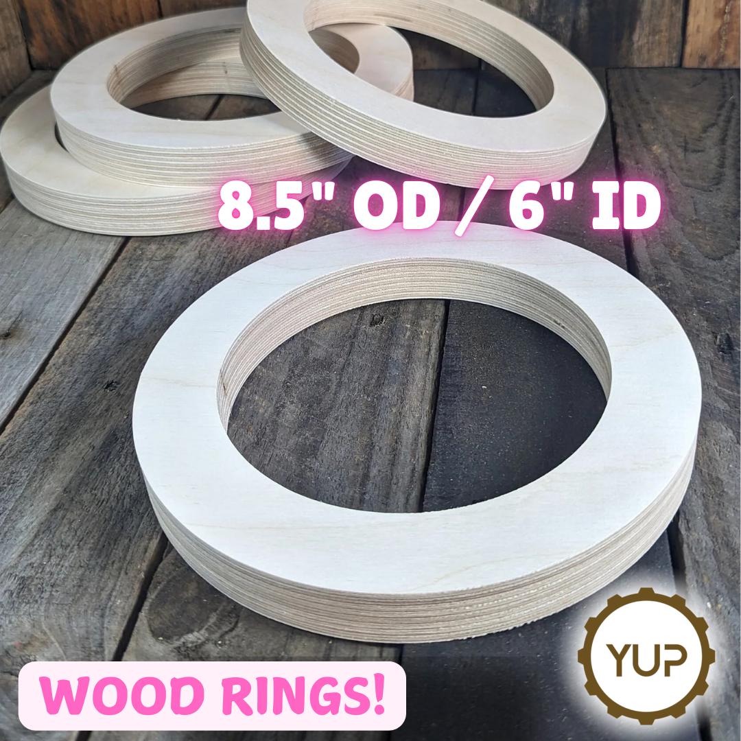 8.5" Baltic Birch Wood Donut Ring, 6" Center Hole, Unfinished Wooden Circle