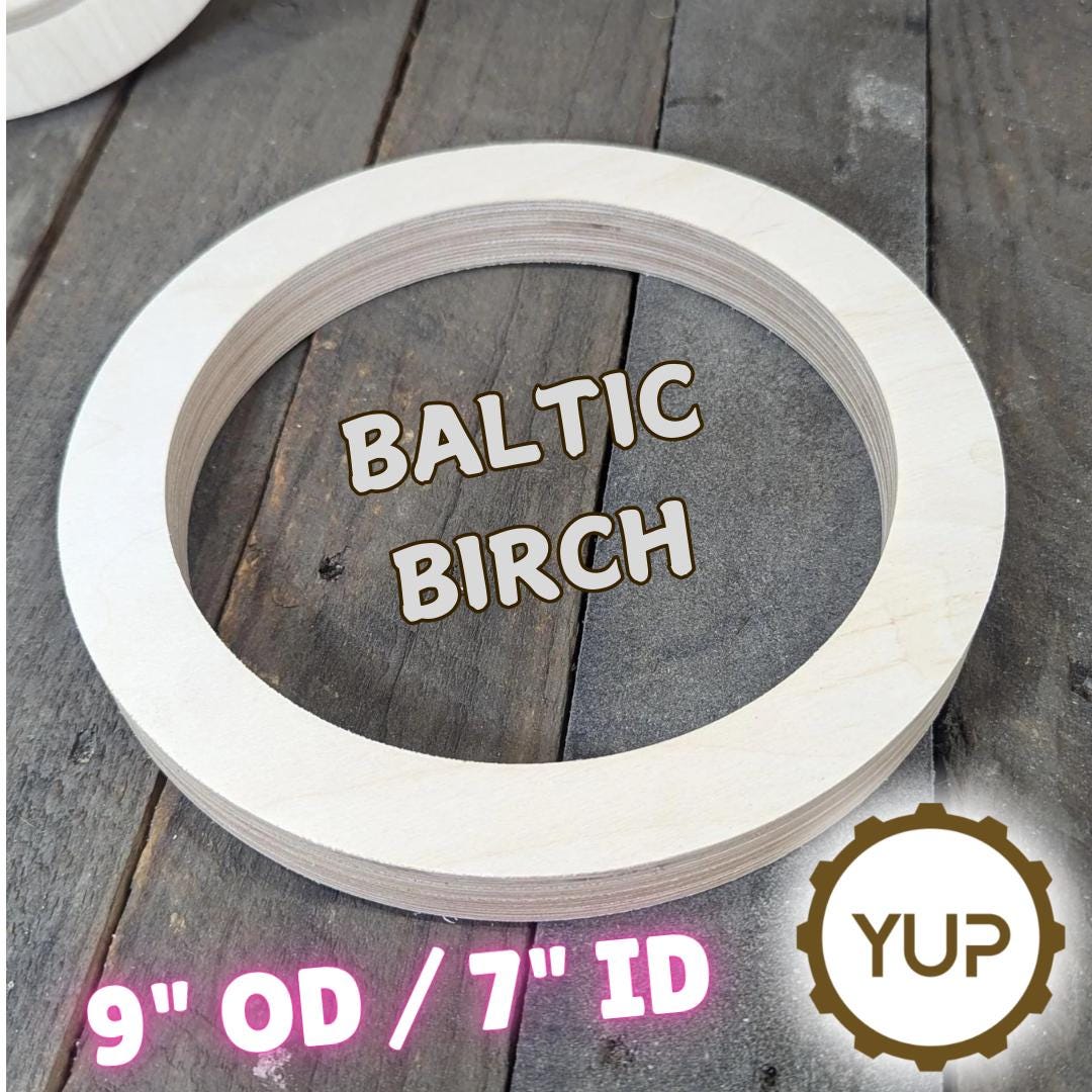 9" Baltic Birch Wood Donut Ring, 7" Center Hole, Craft Supply