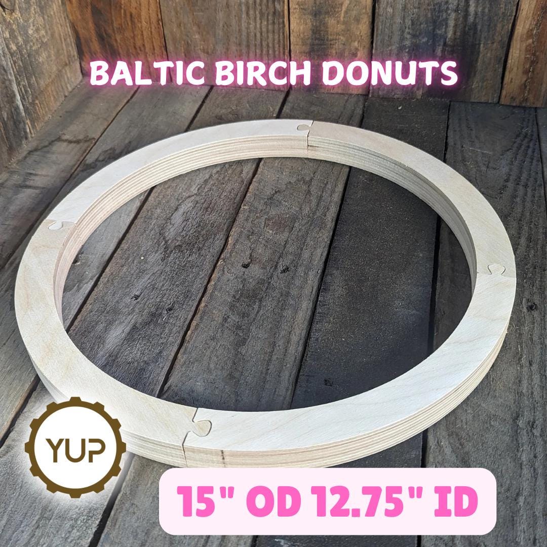 15" Baltic Birch Donut Ring, 12.75" Center Hole, Unfinished Wood Circle