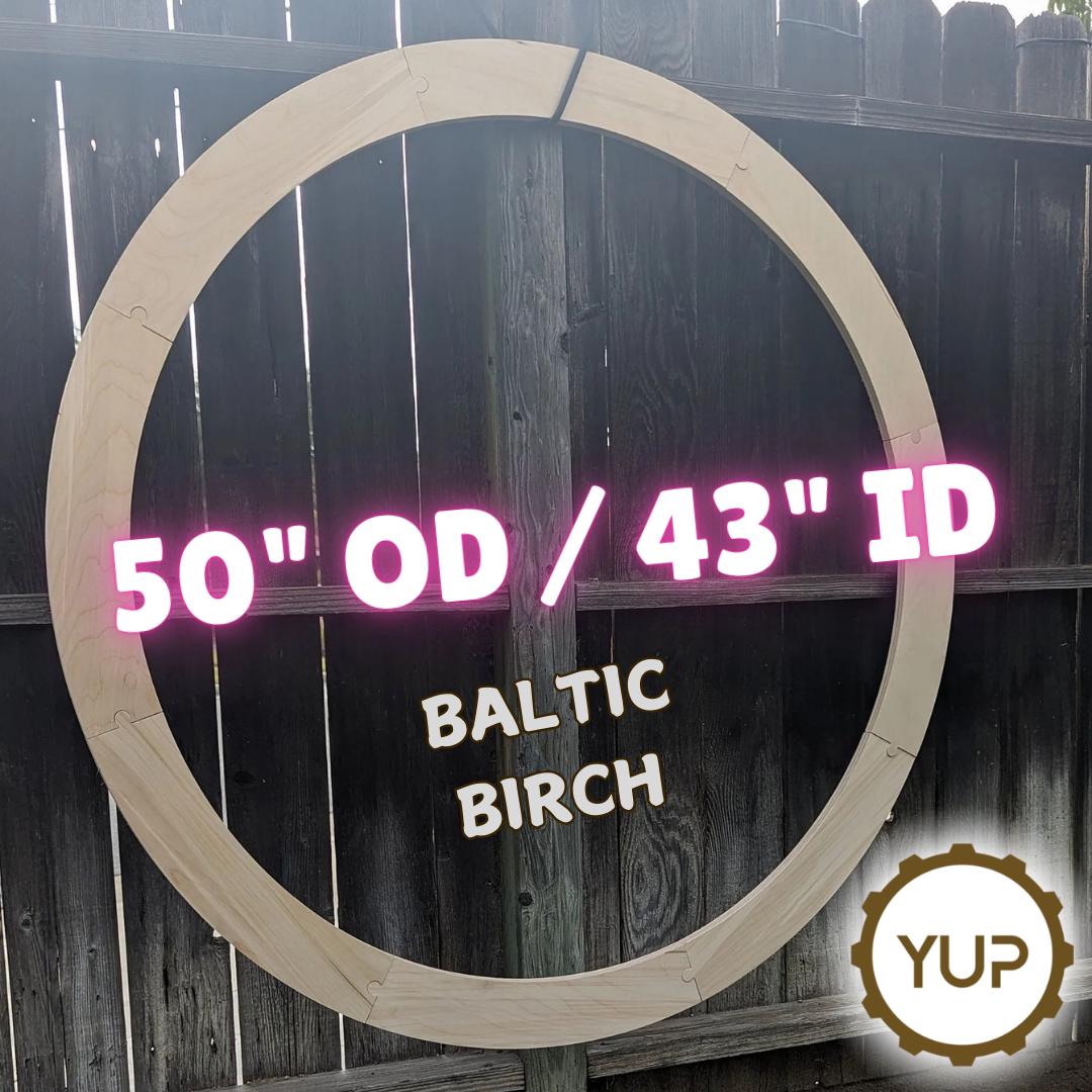 50" Baltic Birch Wood Donut Ring, 43" Center Hole, Unfinished Wooden Circle (Puzzled Pieces) - 1/4 Inch Thickness