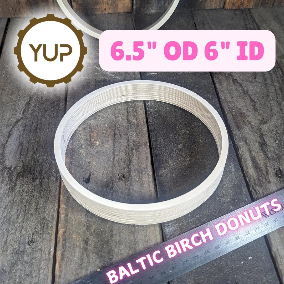 6.5" Baltic Birch Wood Donut, 6" Center Hole, DIY Crafting Supplies