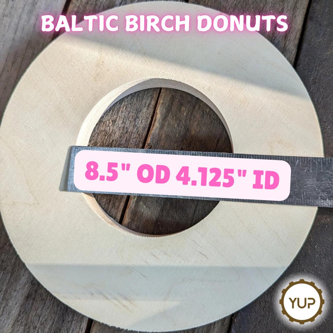 8.5" Baltic Birch Wood Donut Ring, 4.125" Center Hole, Craft Circle