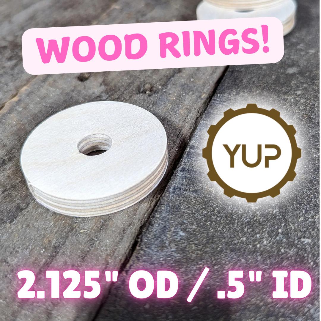 5 Pack - 2.125" Baltic Birch Wood Donut, 0.5" (1/2") Center Hole