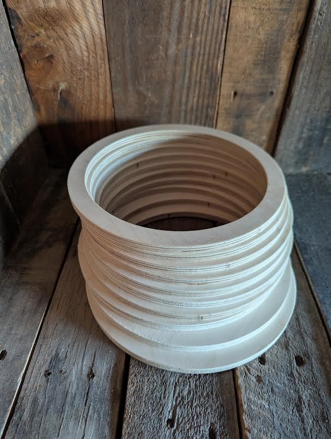 8.5" Baltic Birch Wood Donut Ring, 7.125" Center Hole, Unfinished Wooden Circle