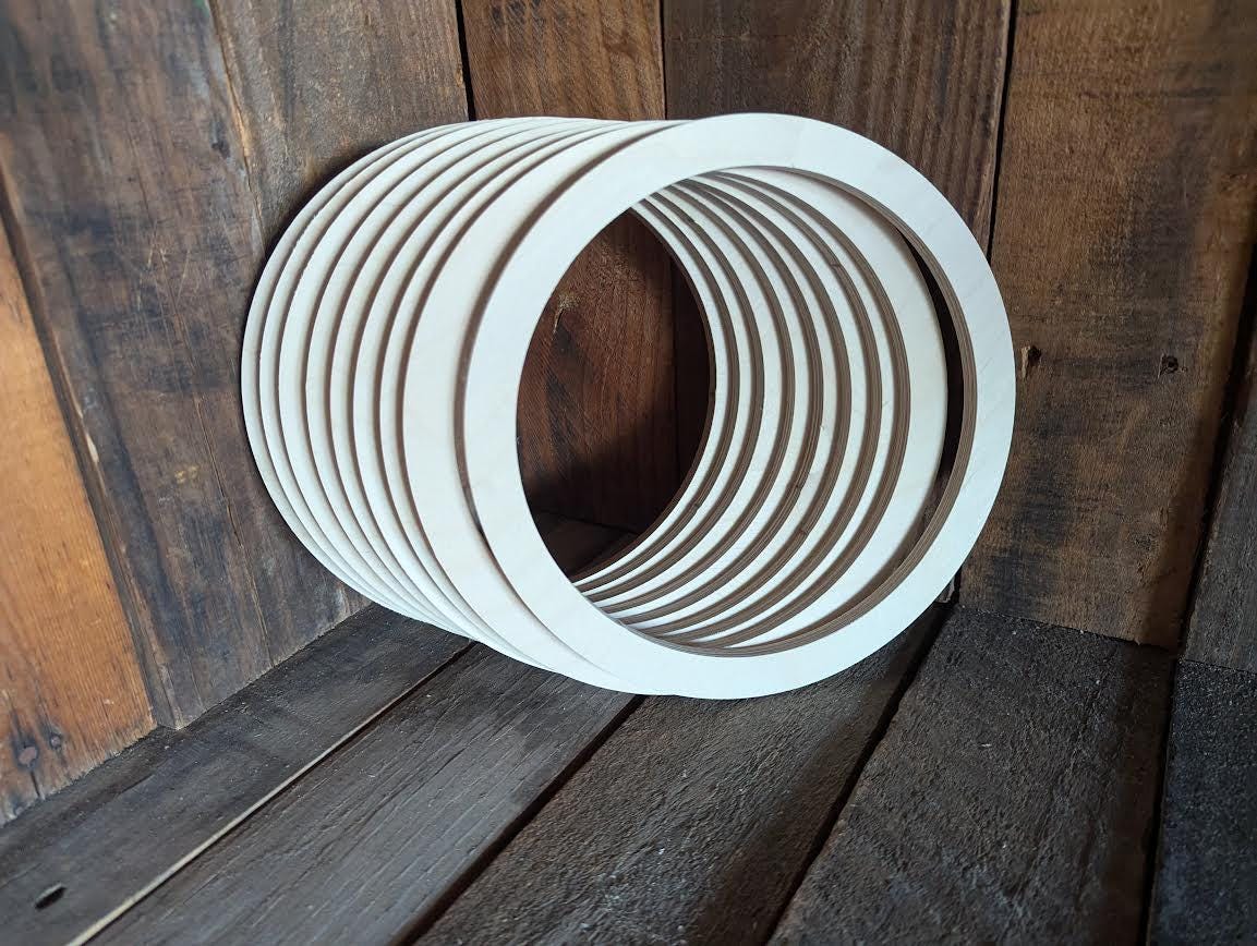 8.5" Baltic Birch Wood Donut Ring, 7.125" Center Hole, Unfinished Wooden Circle