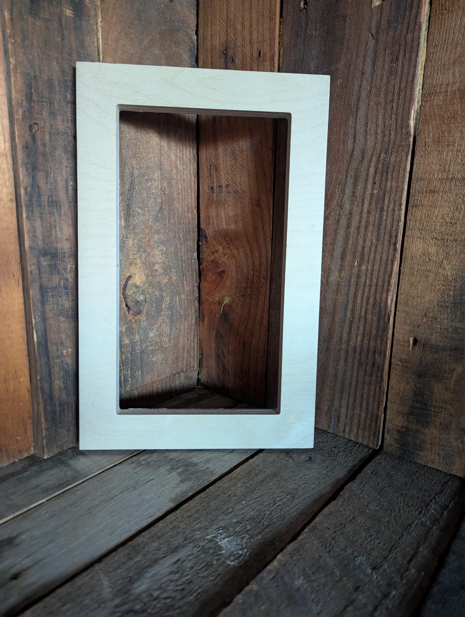 9 x 14" Baltic Birch Wood Frame, 6.25 x 11.25 Center, Unfinished Rectangle
