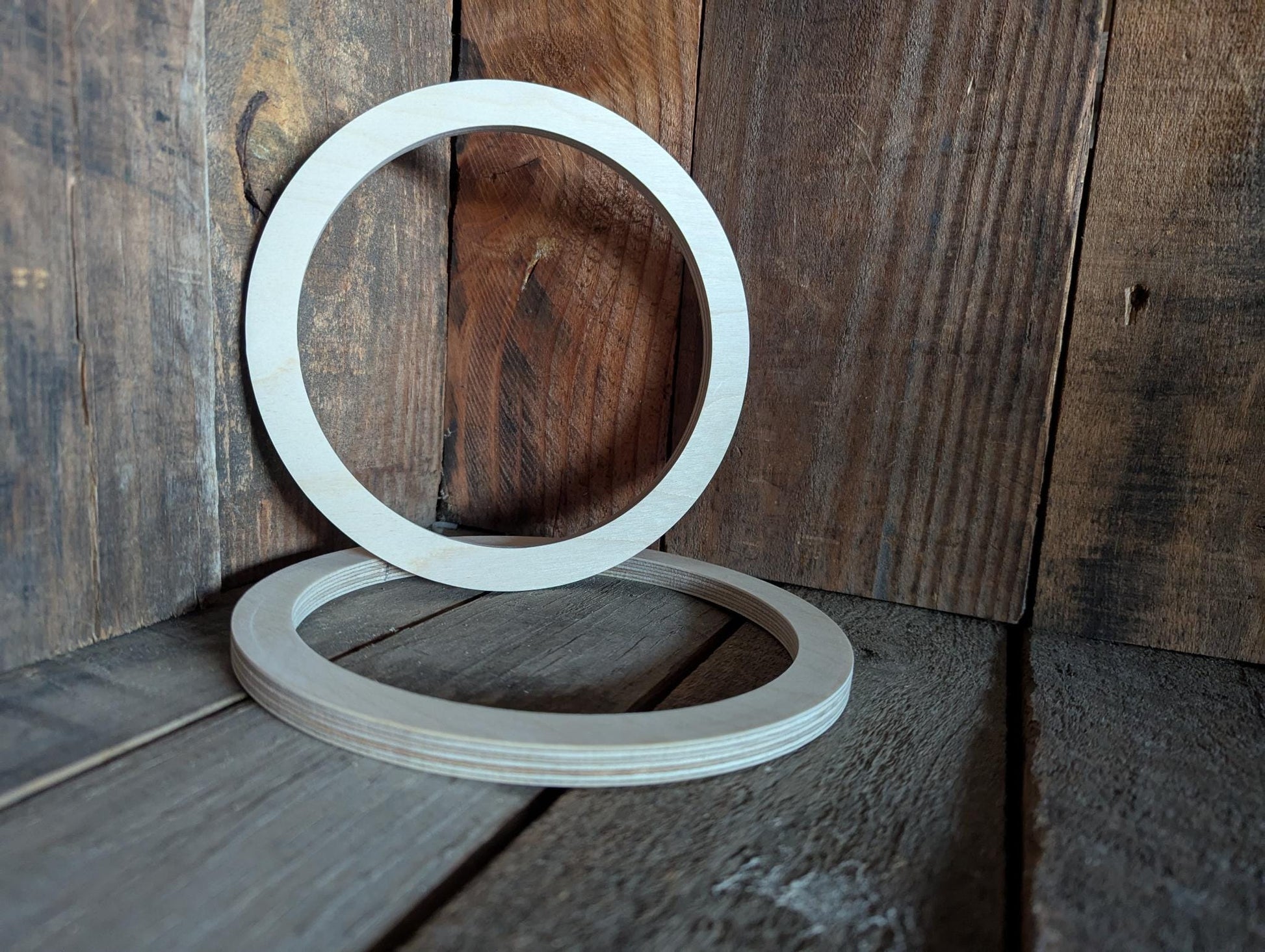 7" Wood Donut Disc with 5 3/4" (5.75 inches) center hole, BALTIC BIRCH Wooden Circles, Blank Unfinished Wooden Circles, Circular Wood
