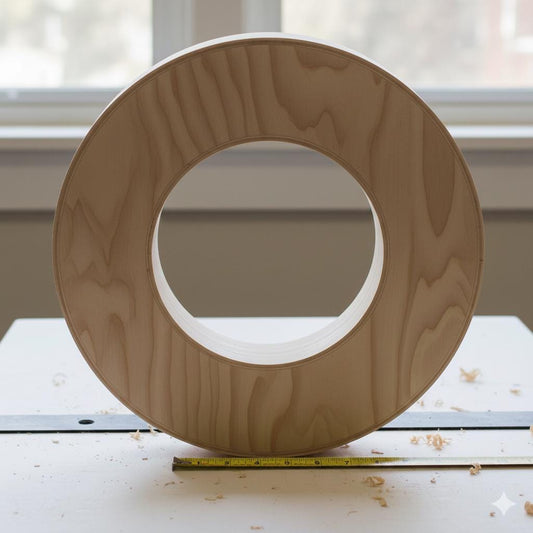 15" Baltic Birch Wood Donut, 10.5" Center Hole, Unfinished Wooden Circle, Craft Supply