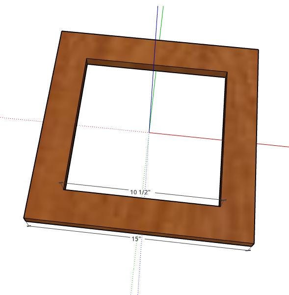 15" Wood Square Donut with 10.5" center square hole, BALTIC BIRCH Wooden Squares, Blank, Unfinished Wood Square