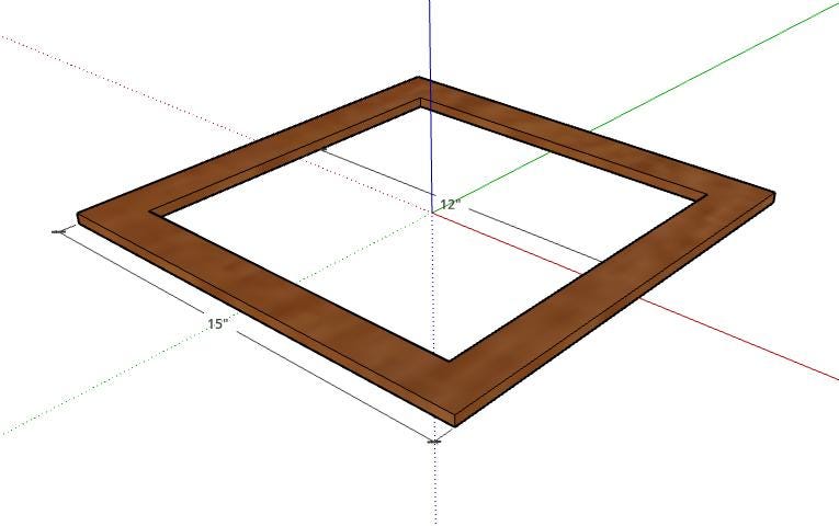 15" Baltic Birch Square Donut, 12" Center Square, Unfinished Wood