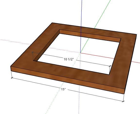 15" Wood Square Donut with 10.5" center square hole, BALTIC BIRCH Wooden Squares, Blank, Unfinished Wood Square