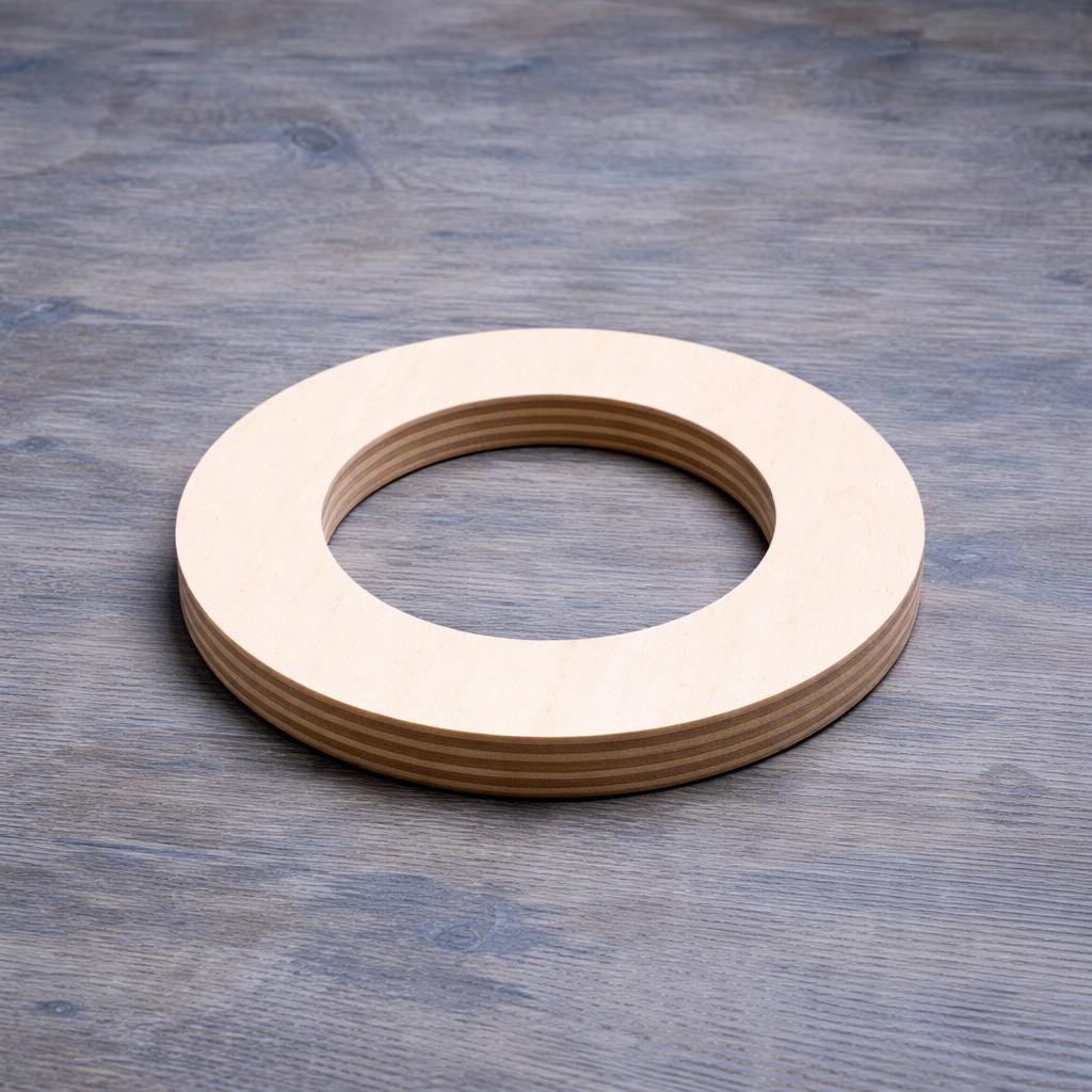 4.175" Wood Donut with 3.80" hole , BALTIC BIRCH - Wooden Circles, Blank Circles Circular, Ring Shape