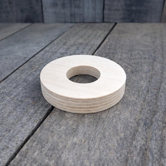 2.5" (2 1/2")Wood Donut, 1" center hole - BALTIC BIRCH - Wooden Circles, Unfinished Wood, Circular Wood Active, Ring Shape