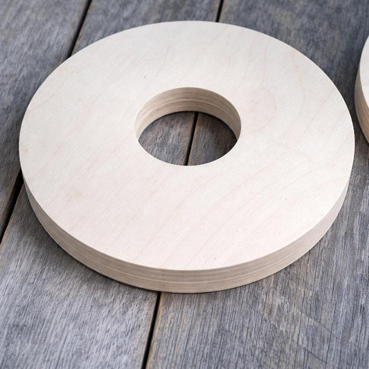 7" Baltic Birch Wood Circle, 2" Center Hole, USA Made Craft Supply