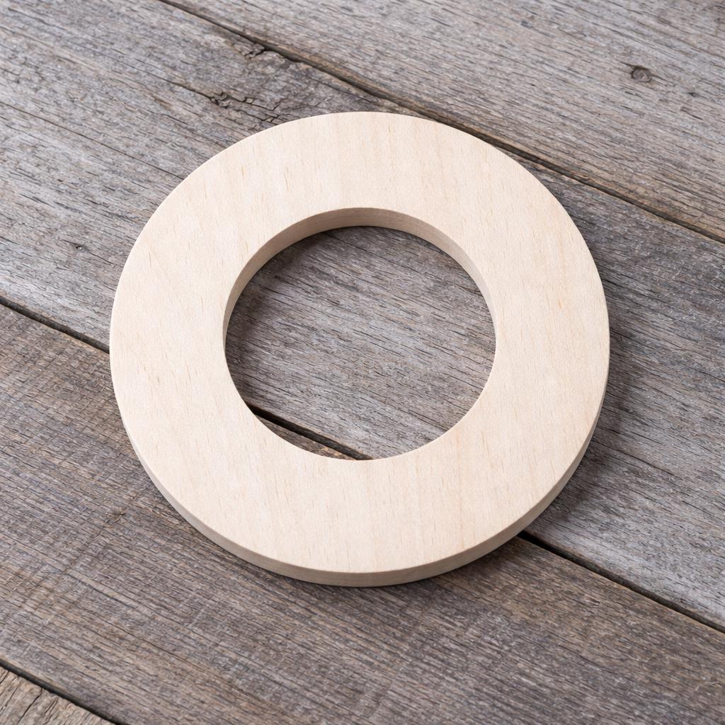4.5" Baltic Birch Wood Ring, 3.5" Center Hole, Craft Supplies