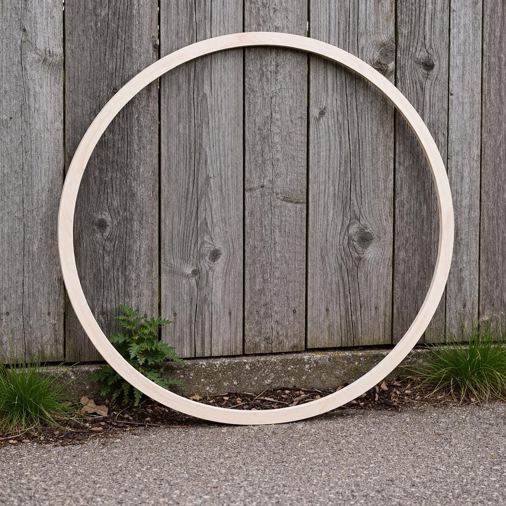 19" Baltic Birch Wood Donut Ring, 17.5" Center Hole, Unfinished Craft Circle, USA Made DIY Base