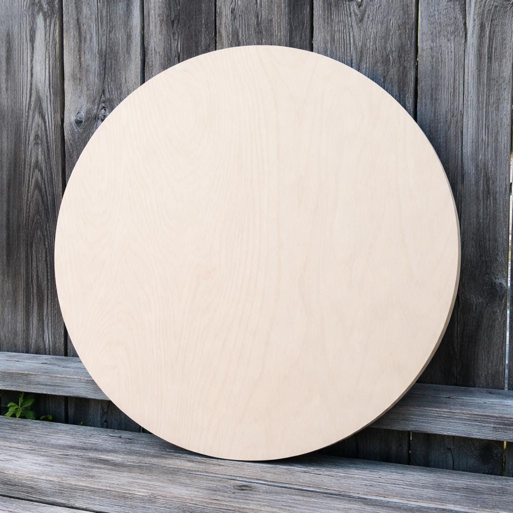 19" Baltic Birch Wood Circle Plaque, Unfinished Crafting Disc, USA Made