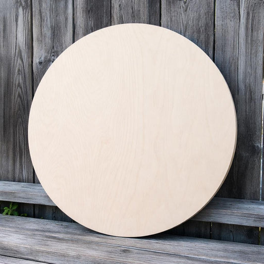 19" Baltic Birch Wood Circle Plaque, Unfinished Crafting Disc, USA Made
