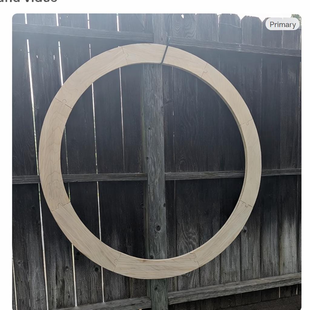 50" Baltic Birch Wood Ring, 42" Center Hole, Crafting Supplies (Puzzled Pieces)