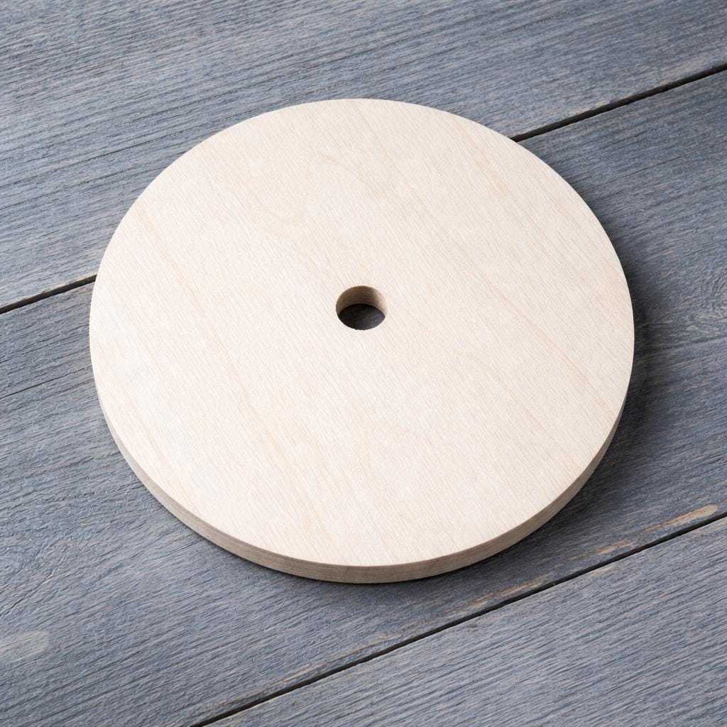 5.5" Baltic Birch Wood Circle, 0.625" (5/8) Center Hole, Craft Supply