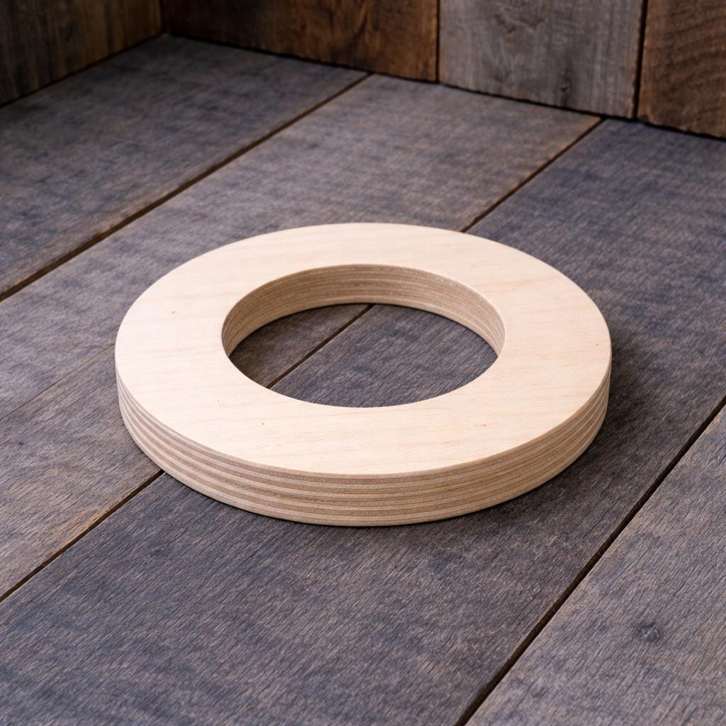 5.5" Baltic Birch Wood Donut Ring, 4.5" Center Hole, DIY Crafting Supplies