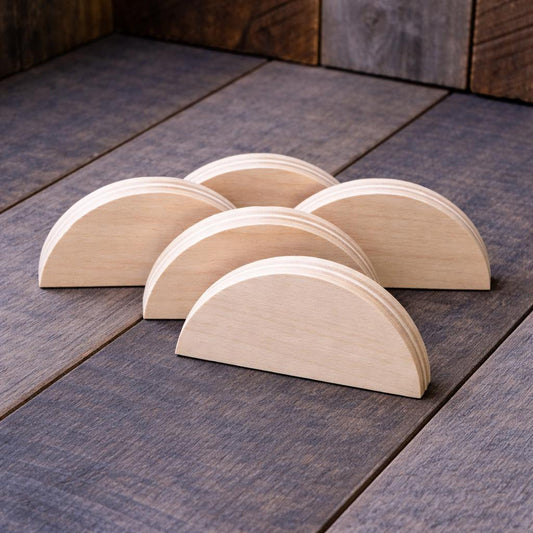 5 Pack - 2.5" Baltic Birch Half Circle Wood Cutouts