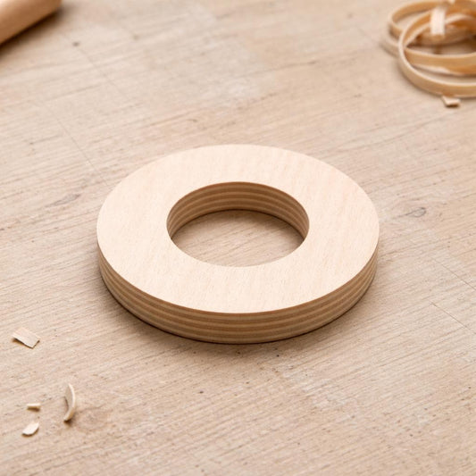 5 Pack - 2.5" Baltic Birch Wood Donut Ring, 1.5" Center Hole