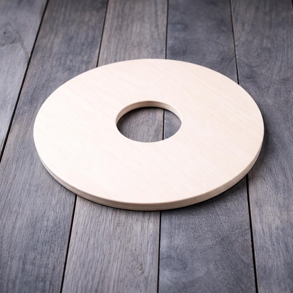 10" Baltic Birch Donut Ring, 2.5" Center Hole, USA Made Craft Supply