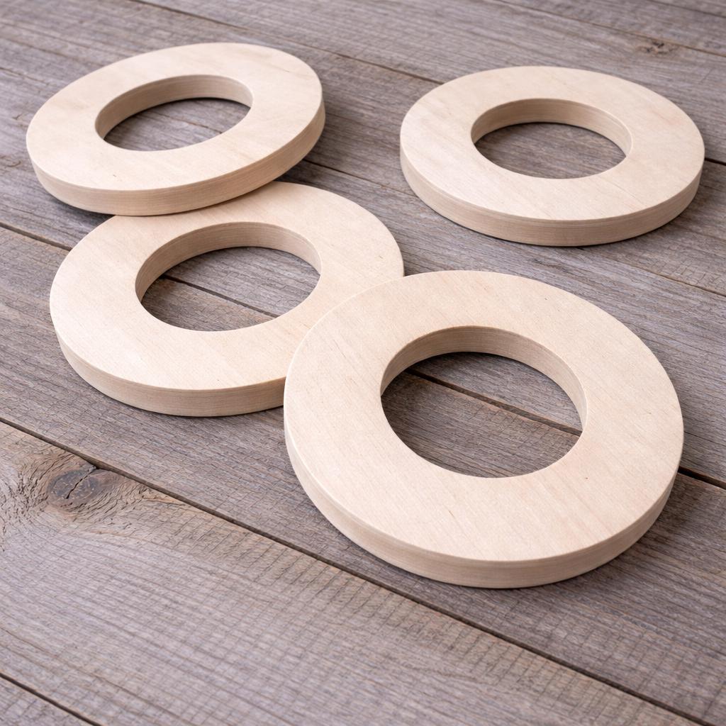 4.5" Baltic Birch Wood Ring, 3.5" Center Hole, Craft Supplies