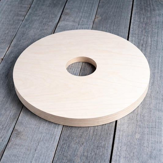 12.5" Baltic Birch Wood Circle Disc, 2.5" Center Hole, Craft Blank