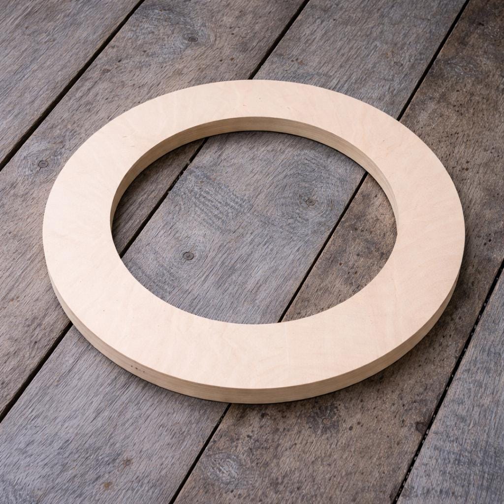15" Baltic Birch Wood Ring, 11.25" Center Hole, Unfinished Craft Supply